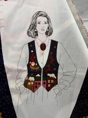 Christmas Vest Fabric Panel Santa Sleigh Village Craft Sewing Cut And Sew